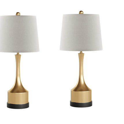 Set of Two 26" Black Table Lamps With Empire Shades