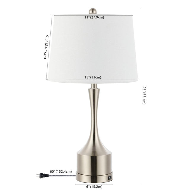 Set of Two 26" Nickel Novelty Table Lamps With Empire Shades