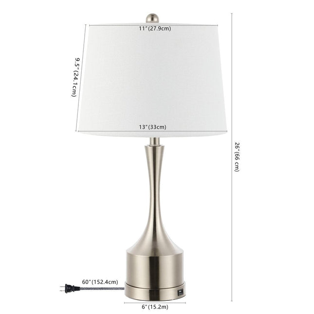 Set of Two 26" Nickel Novelty Table Lamps With Empire Shades HomeRoots