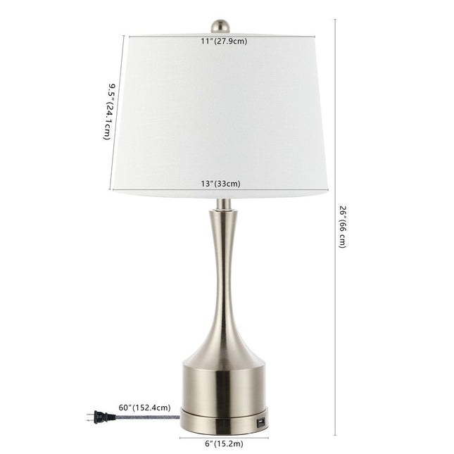 Set of Two 26" Nickel Novelty Table Lamps With Empire Shades HomeRoots