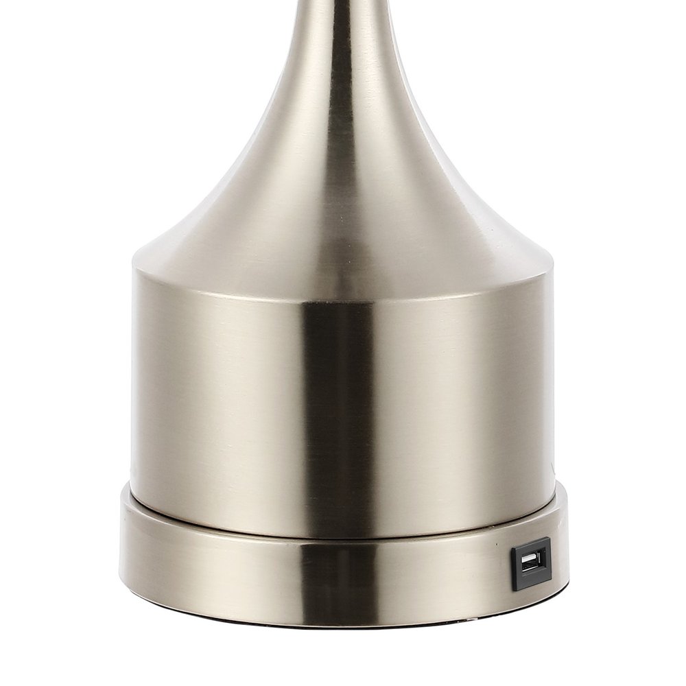 Set of Two 26" Nickel Novelty Table Lamps LED With Empire Shades