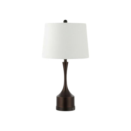 Set of Two 26" Antiqued Bronze Novelty USB Table Lamps With Empire Shades HomeRoots