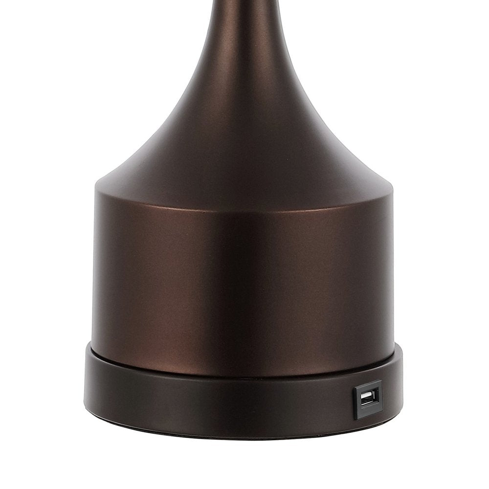 Set of Two 26" Antiqued Bronze Novelty Table Lamps LED With Empire Shades