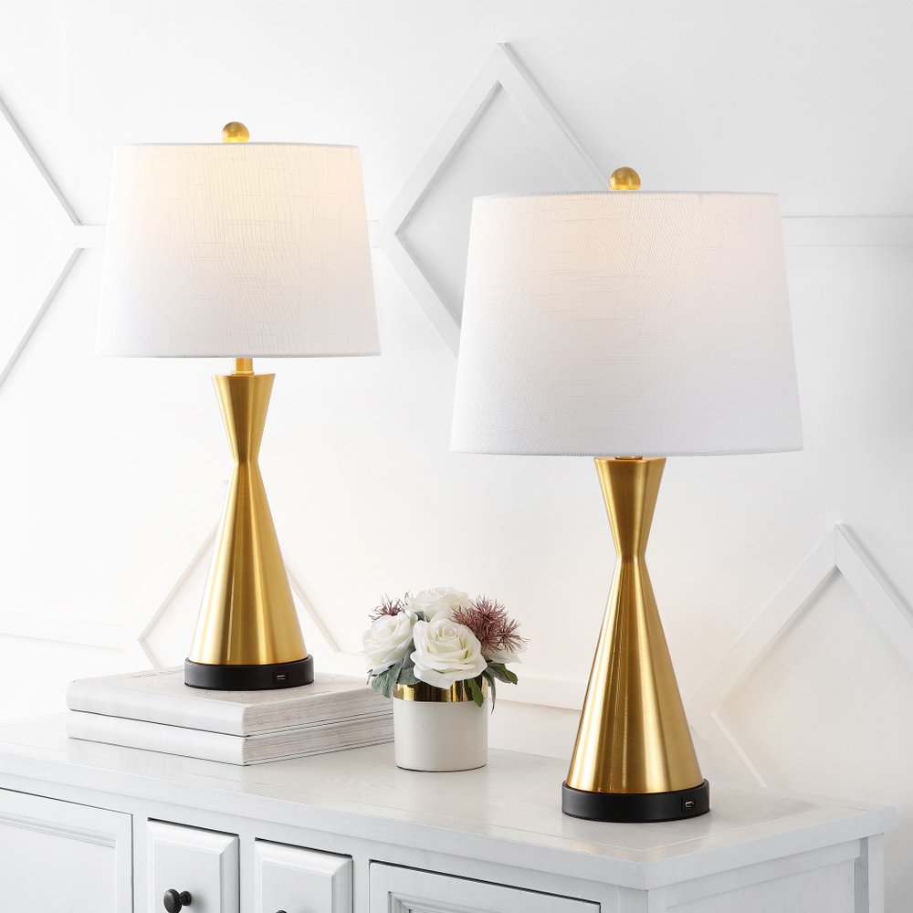 Set of Two 26" Black Novelty Table Lamps LED With Empire Shades