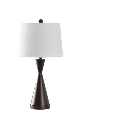 Set of Two 26" Antiqued Bronze Novelty Table Lamps With Empire Shades HomeRoots