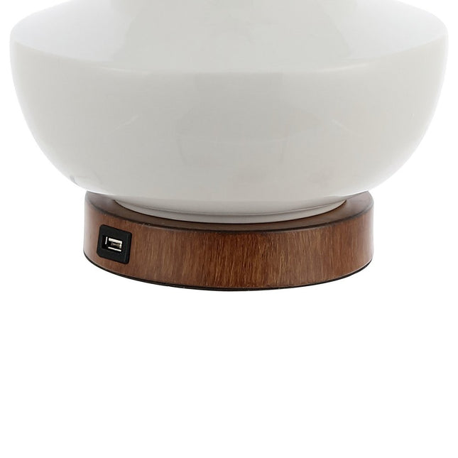 23" Brown Globe Bedside Lamp With Empire Shade HomeRoots