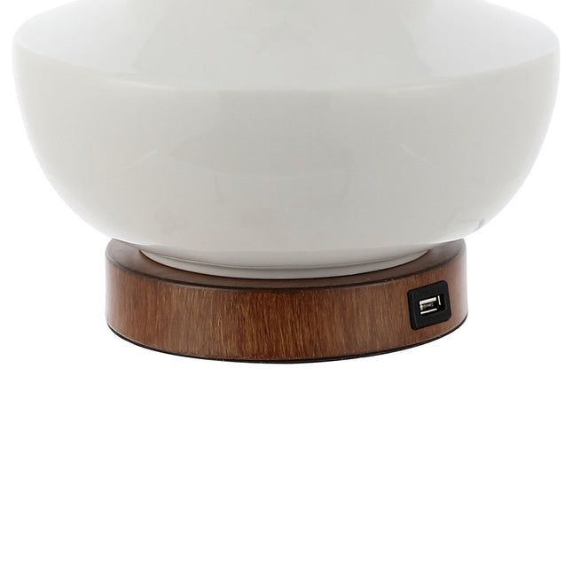 23" Brown Globe Bedside Lamp With Empire Shade HomeRoots