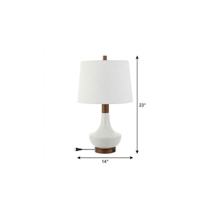 23" Brown Globe Bedside Lamp With Empire Shade HomeRoots