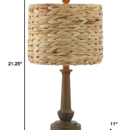 Set of Two 21" Dark Brown Bedside Lamps With Drum Shades HomeRoots