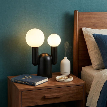 19" Black Two Light Novelty Globe Lamp HomeRoots
