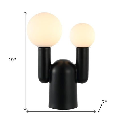 19" Black Two Light Novelty Globe Lamp HomeRoots