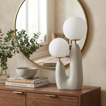 18" Light Gray Globe Globe Lamp HomeRoots