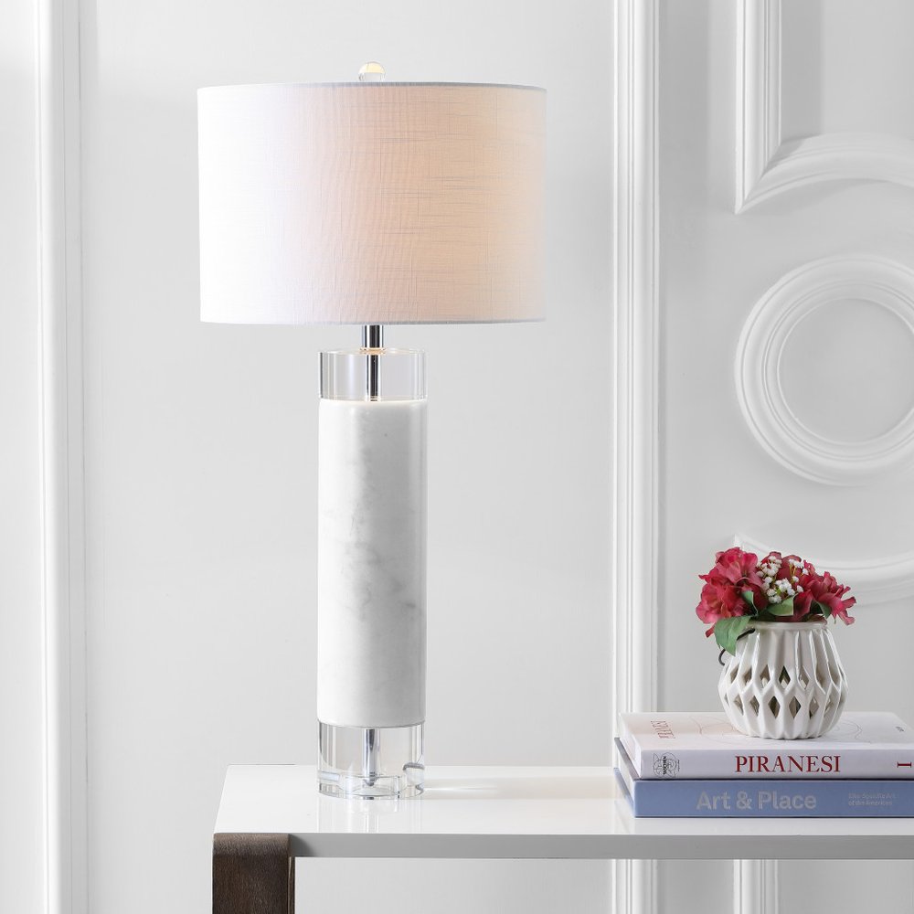32" Clear Novelty Table Lamp LED With Drum Shade