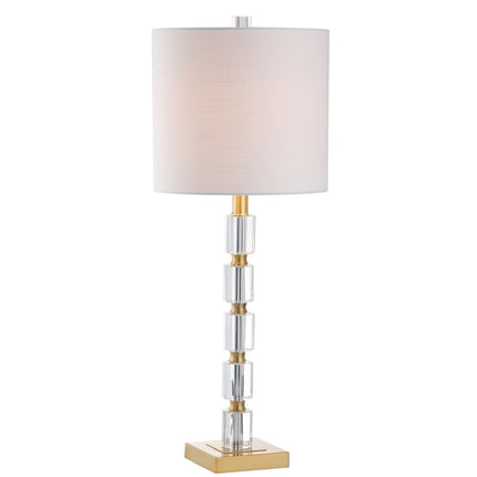 Set of Two 29" Clear And Brass Novelty Table Lamps With Drum Shades HomeRoots