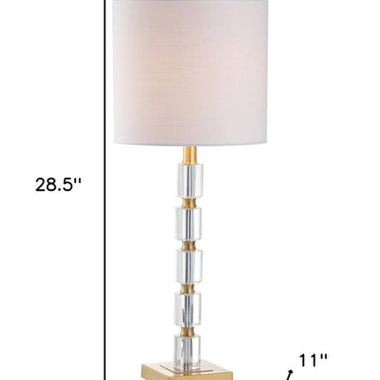 Set of Two 29" Clear And Brass Novelty Table Lamps With Drum Shades HomeRoots