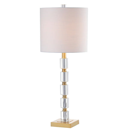 Set of Two 29" Clear And Brass Novelty Table Lamps With Drum Shades HomeRoots