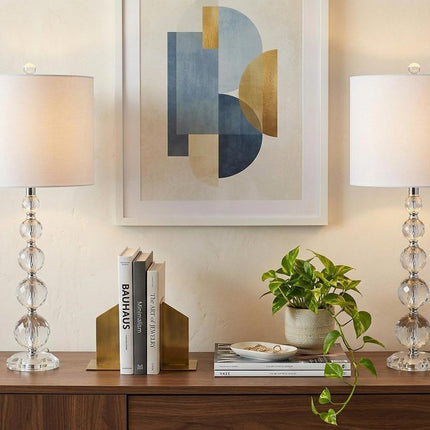 Set of Two 27" Clear Table Lamps With Drum Shades HomeRoots