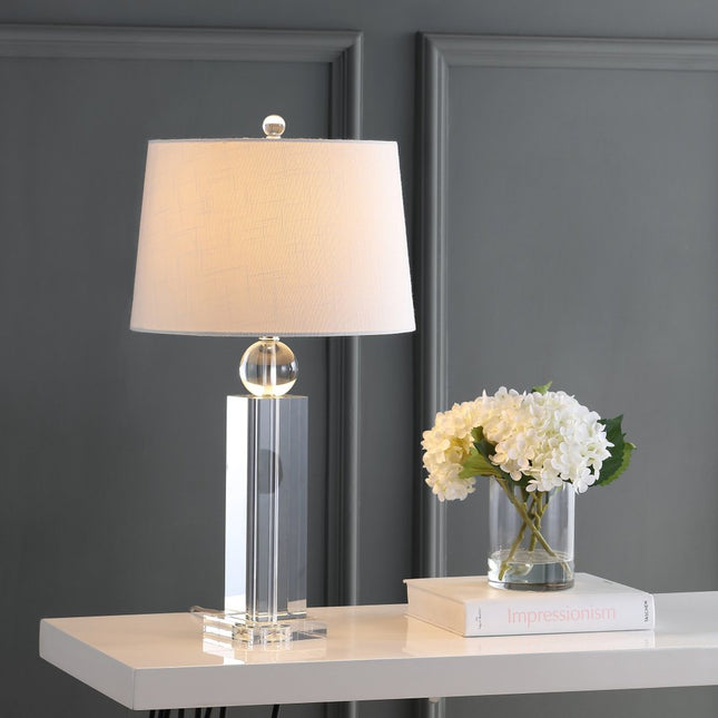 29" Silver And Clear Table Lamp With Empire Shade HomeRoots