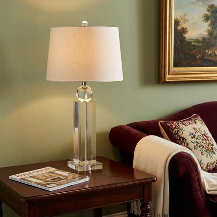 29" Silver And Clear Table Lamp With Empire Shade HomeRoots