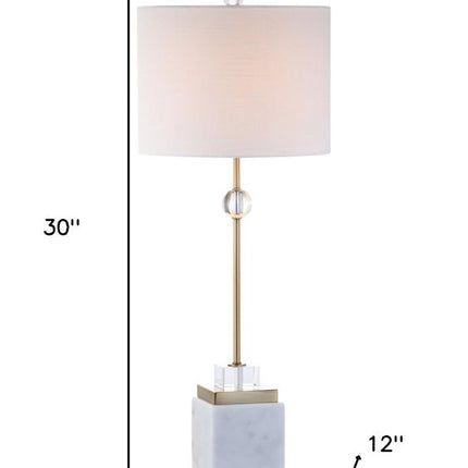 Set of Two 30" White Table Lamps With Drum Shades HomeRoots