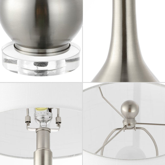 Set of Two 25" Clear Gourd Table Lamps With Drum Shades HomeRoots