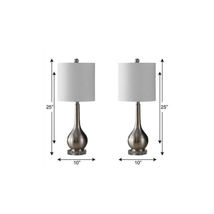 Set of Two 25" Clear Gourd Table Lamps With Drum Shades HomeRoots