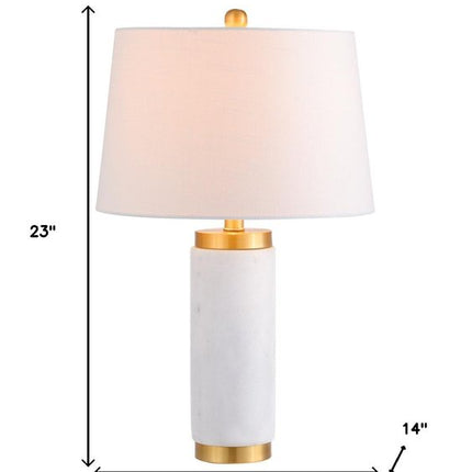 23" White And Gold Bedside Lamp With Empire Shade HomeRoots