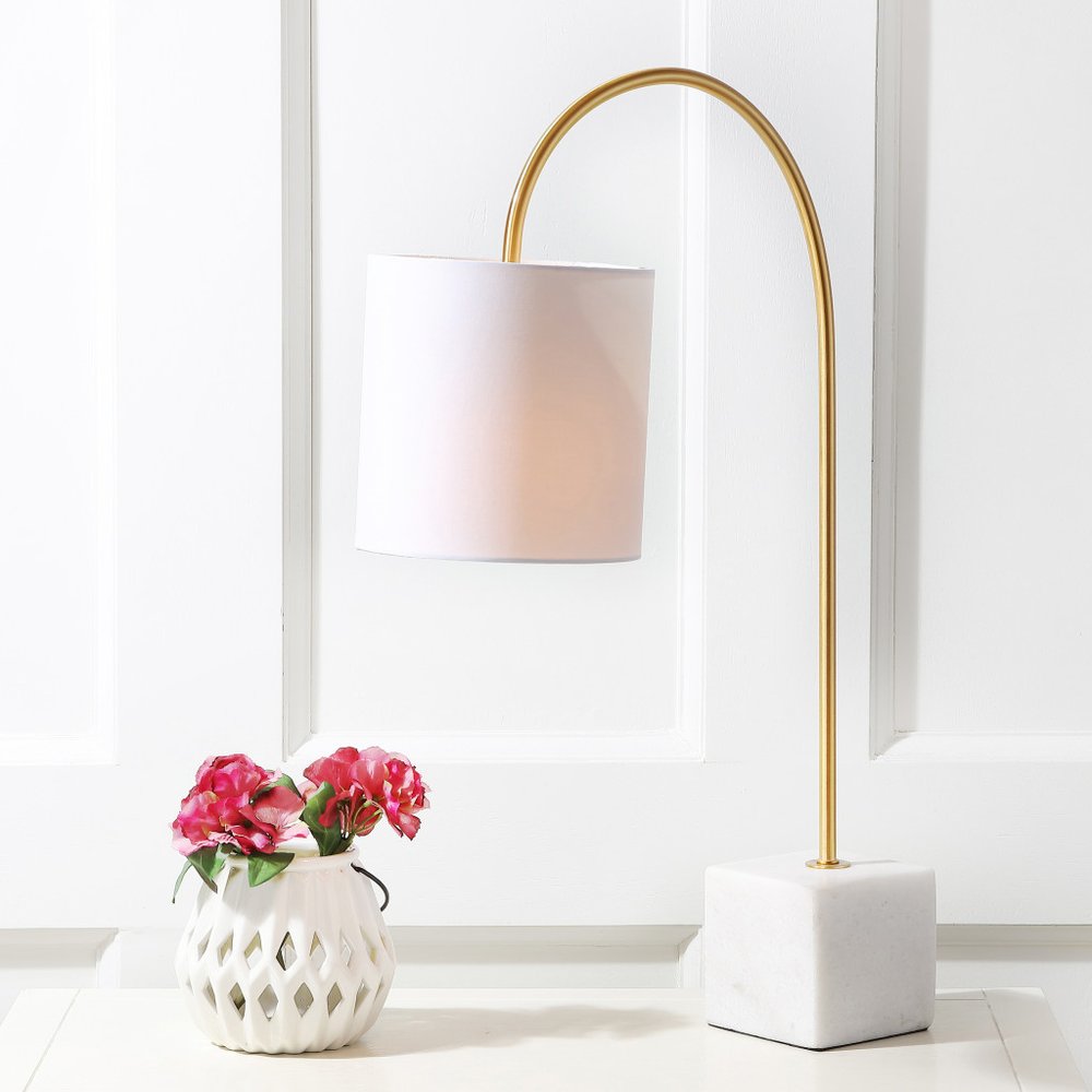 25" White Novelty Table Lamp LED With Drum Shade