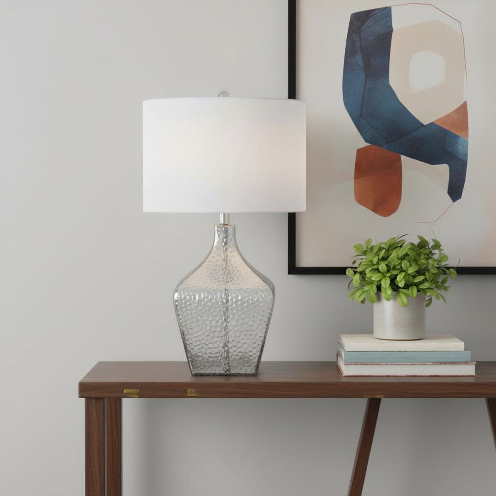 26" Clear Novelty Table Lamp LED With Drum Shade