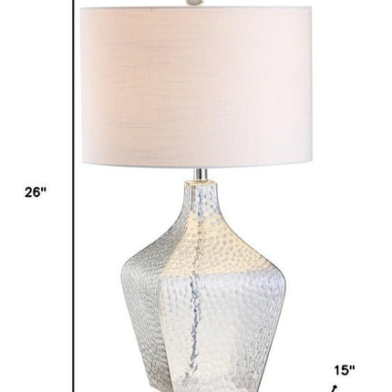 26" Clear Gourd Table Lamp With Drum Shade HomeRoots