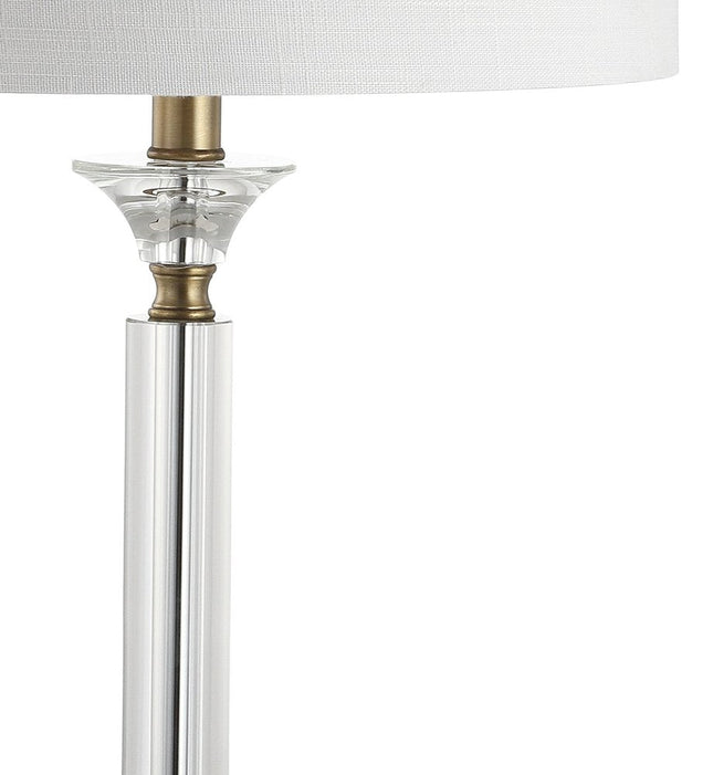 Set of Two 28" Clear And Gold Table Lamps With Drum Shades HomeRoots