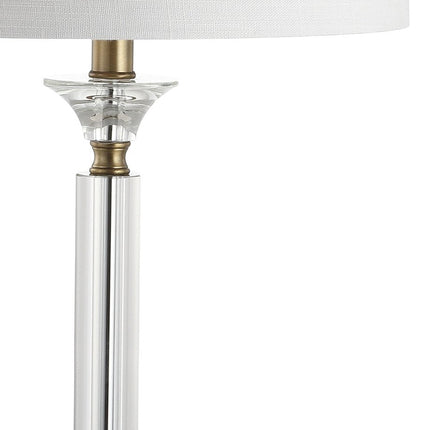 Set of Two 28" Clear And Gold Table Lamps With Drum Shades HomeRoots