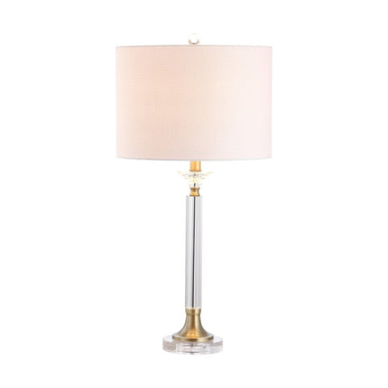 Set of Two 28" Clear And Gold Table Lamps With Drum Shades HomeRoots
