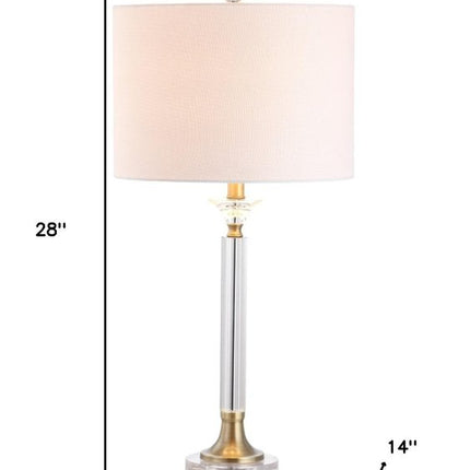 Set of Two 28" Clear And Gold Table Lamps With Drum Shades HomeRoots