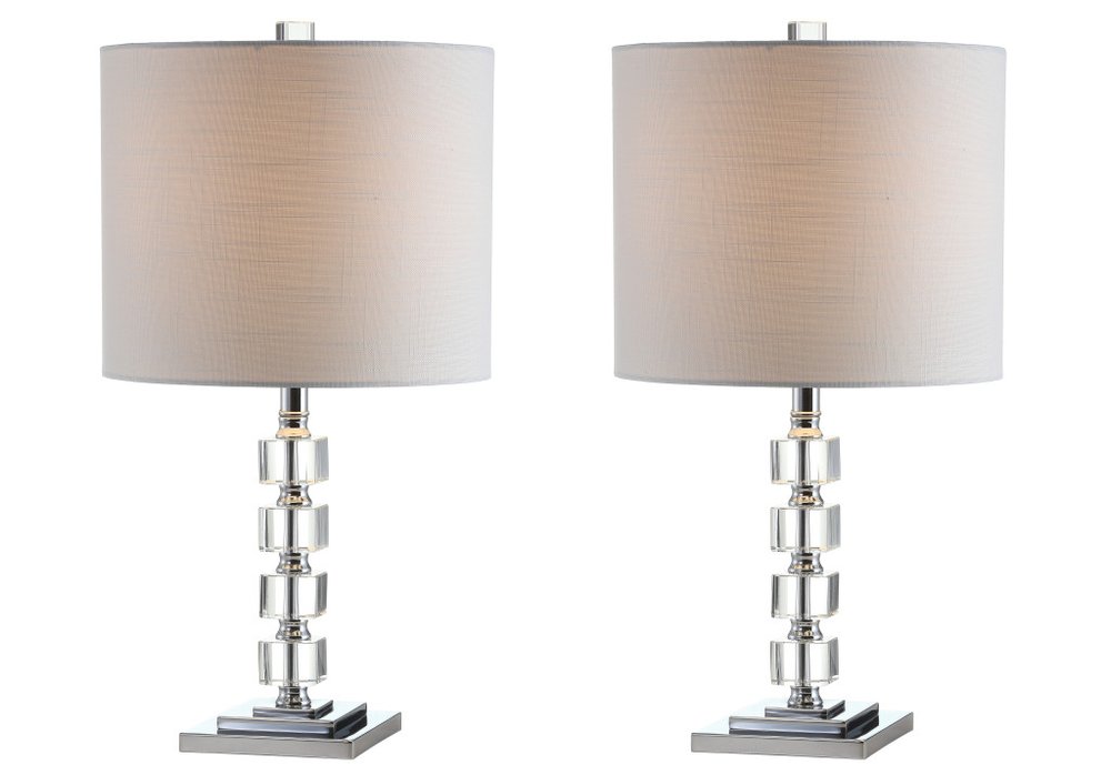 Set of Two 22" Silver Novelty Table Lamps LED With Drum Shades