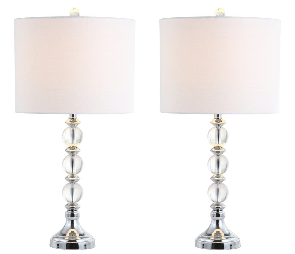 Set of Two 26" Silver Novelty Table Lamps LED With Drum Shades