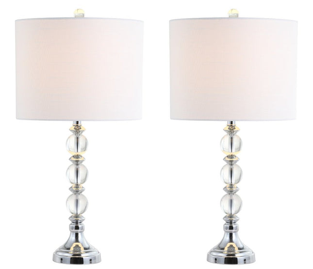 Set of Two 26" Silver Table Lamps With Drum Shades HomeRoots
