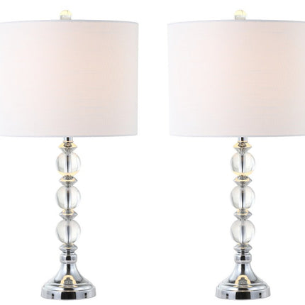 Set of Two 26" Silver Table Lamps With Drum Shades HomeRoots