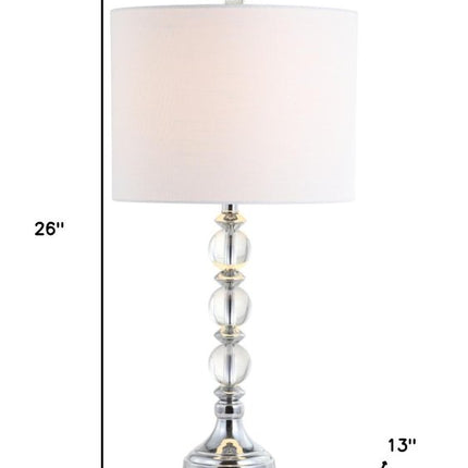 Set of Two 26" Silver Table Lamps With Drum Shades HomeRoots