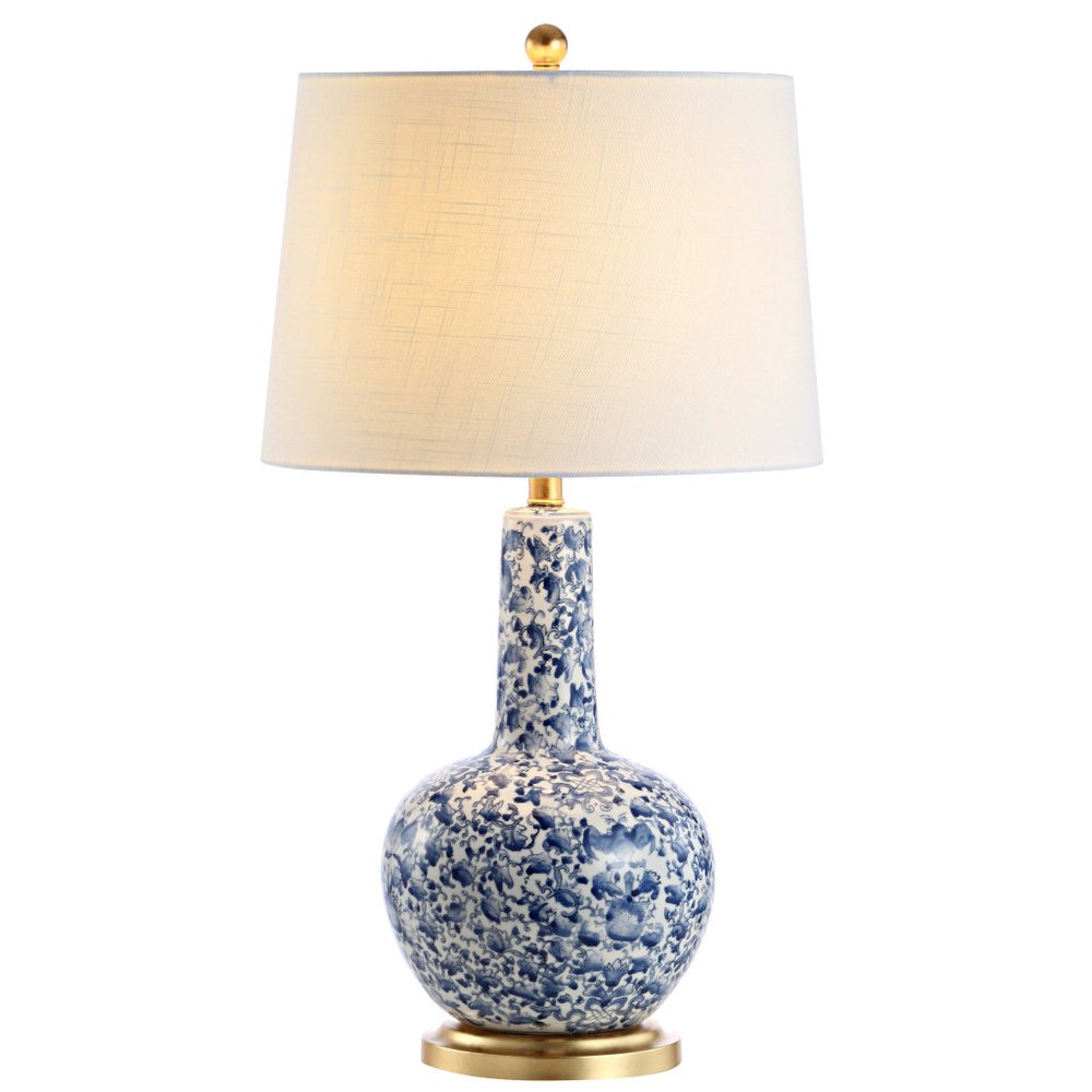 30" Gold Gourd Table Lamp LED With Empire Shade