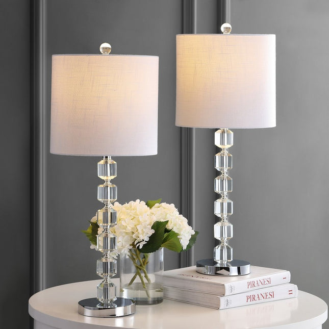 Set of Two 28" Silver Table Lamps With Drum Shades HomeRoots