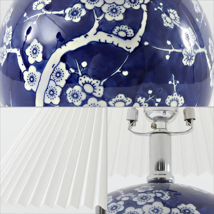20" Blue And White Globe Table Lamp With Cone Shade HomeRoots