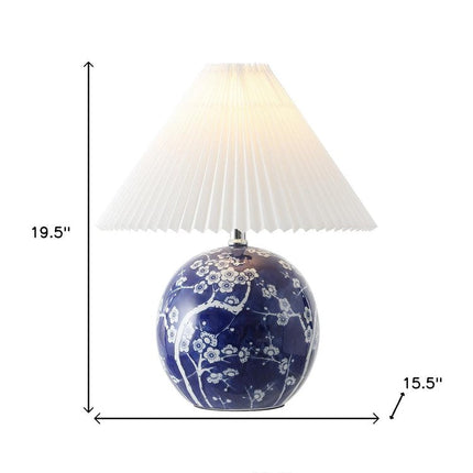 20" Blue And White Globe Table Lamp With Cone Shade HomeRoots
