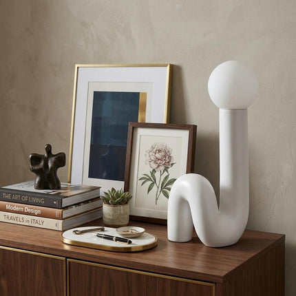 18" White Novelty Globe Lamp HomeRoots