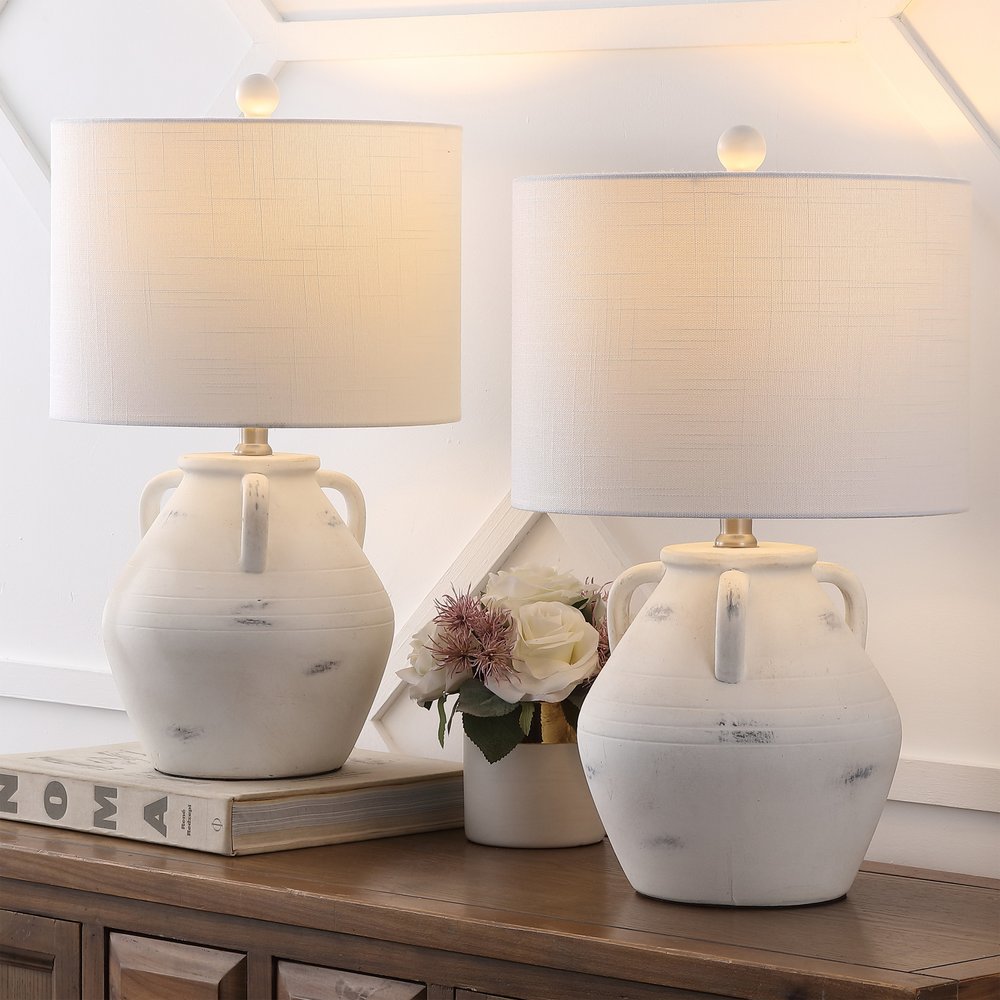 Set of Two 21" Clear Novelty Table Lamps LED With Drum Shades