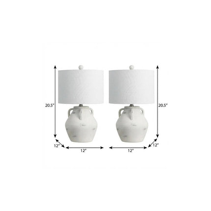 Set of Two 21" Clear Novelty Table Lamps With Drum Shades HomeRoots