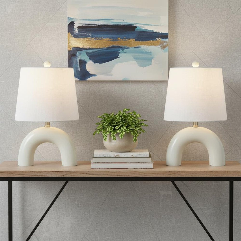 Set of Two 18" Clear Novelty Table Lamps LED With Empire Shades