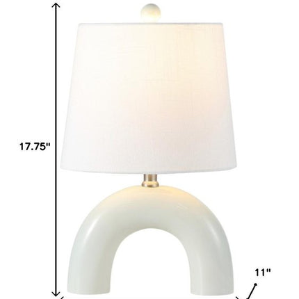 Set of Two 18" White Geometric Arched Lamps With Empire Shades