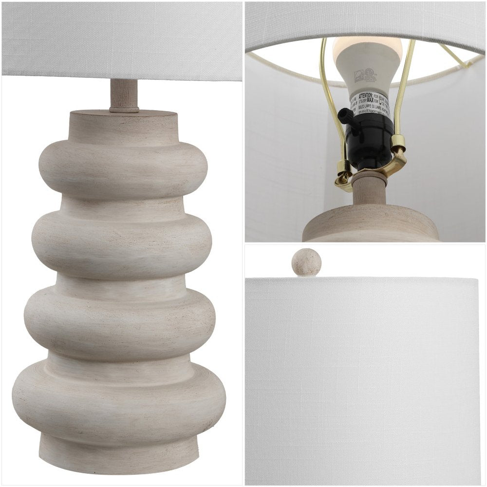 26" Clear Round Table Lamp LED With Drum Shade