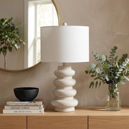 26" Clear Round Table Lamp With Drum Shade HomeRoots
